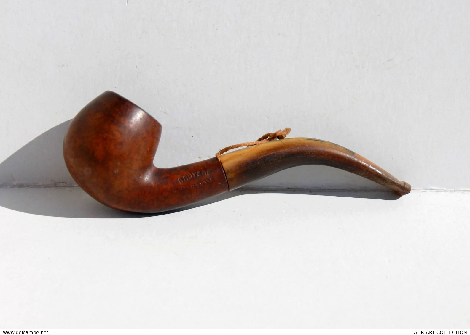 JOLIE ANCIENNE PIPE COURBE A TABAC – "BRUYERE GARANTIE" – PFEIFE FRANCE L:13,5cm        (230422.4) - Pipes En Bruyère