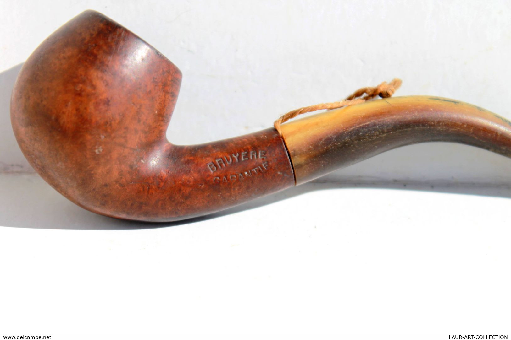 JOLIE ANCIENNE PIPE COURBE A TABAC – "BRUYERE GARANTIE" – PFEIFE FRANCE L:13,5cm        (230422.4) - Bruyerepfeifen