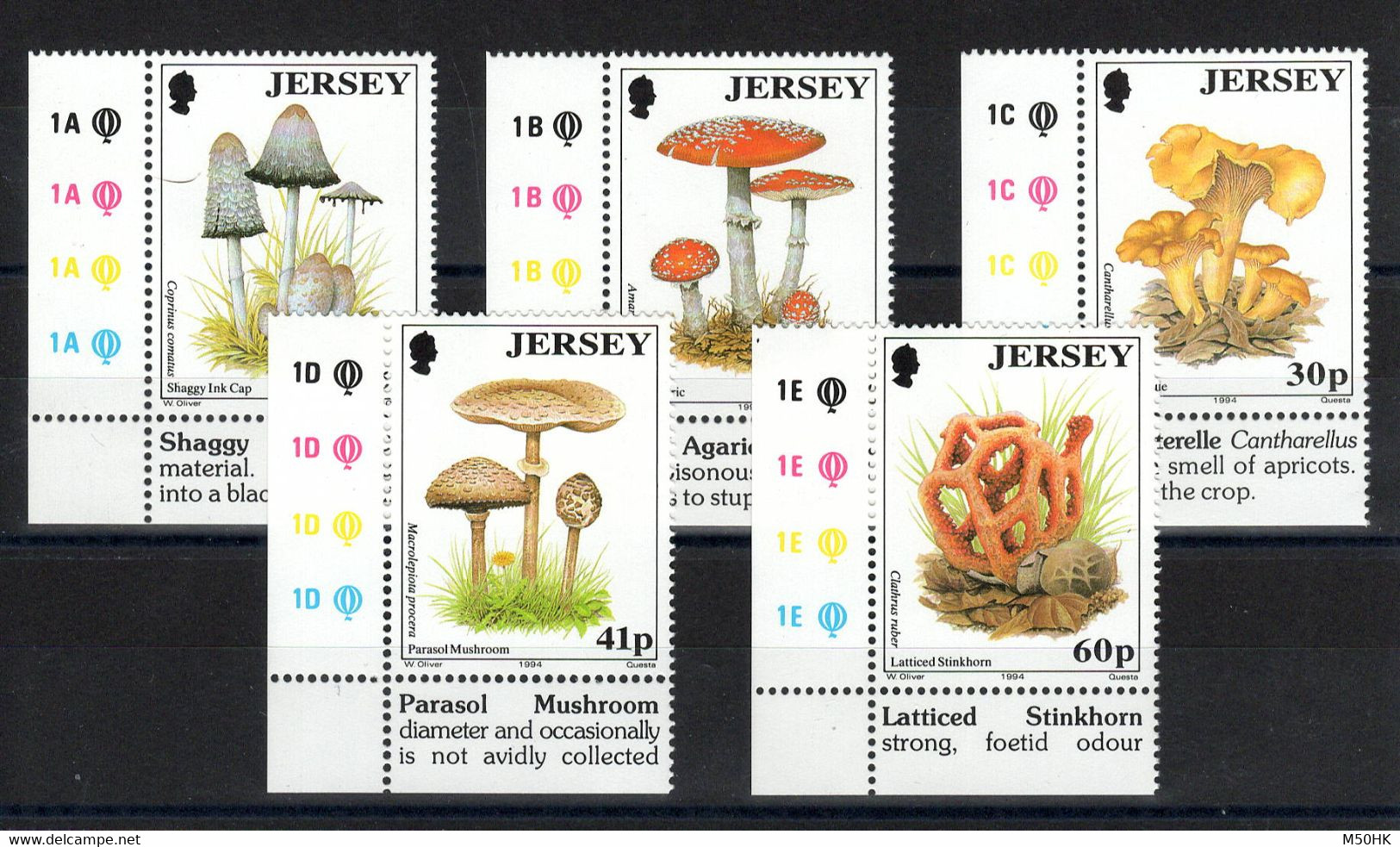 Jersey - YV 633 à 637 N** Complete , Champignons / Mushrooms - Jersey