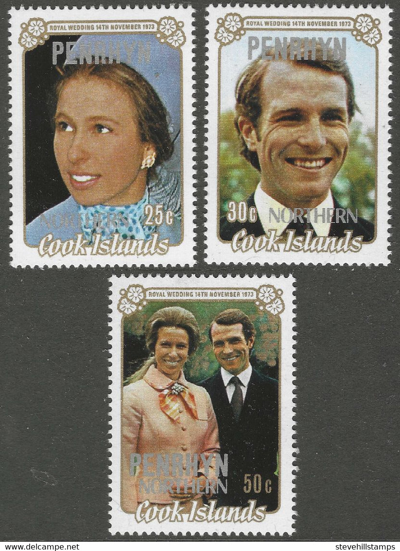 Penrhyn. 1973 Royal Wedding. MNH Complete Set. SG 53-55 - Penrhyn