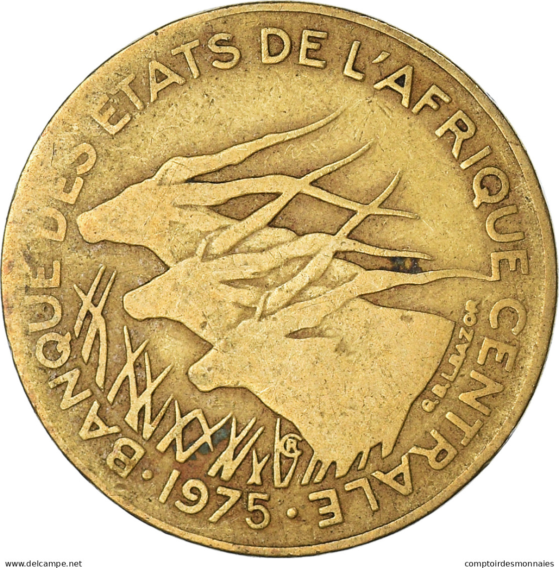 Monnaie, États De L'Afrique Centrale, 10 Francs, 1975 - Centraal-Afrikaanse Republiek