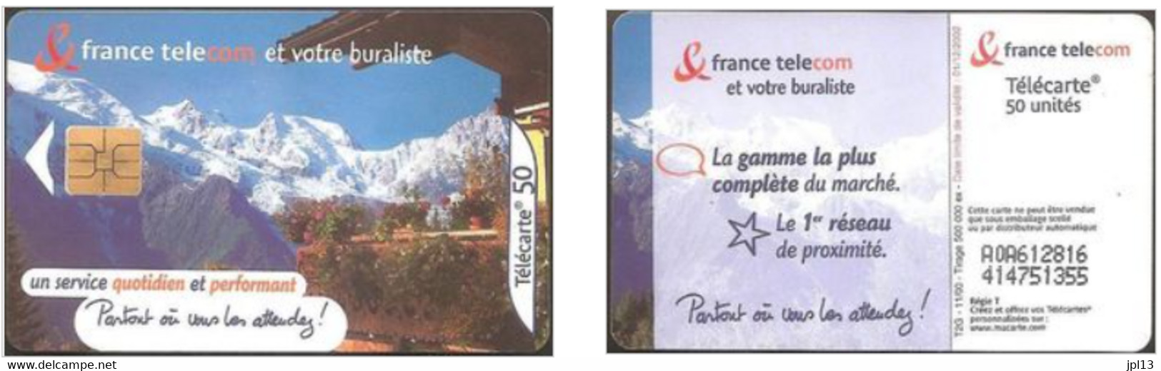 Carte à Puce - France - France Télécom - Buraliste Montagne, Réf.1097, Série L 22mm H 6mm - 2000