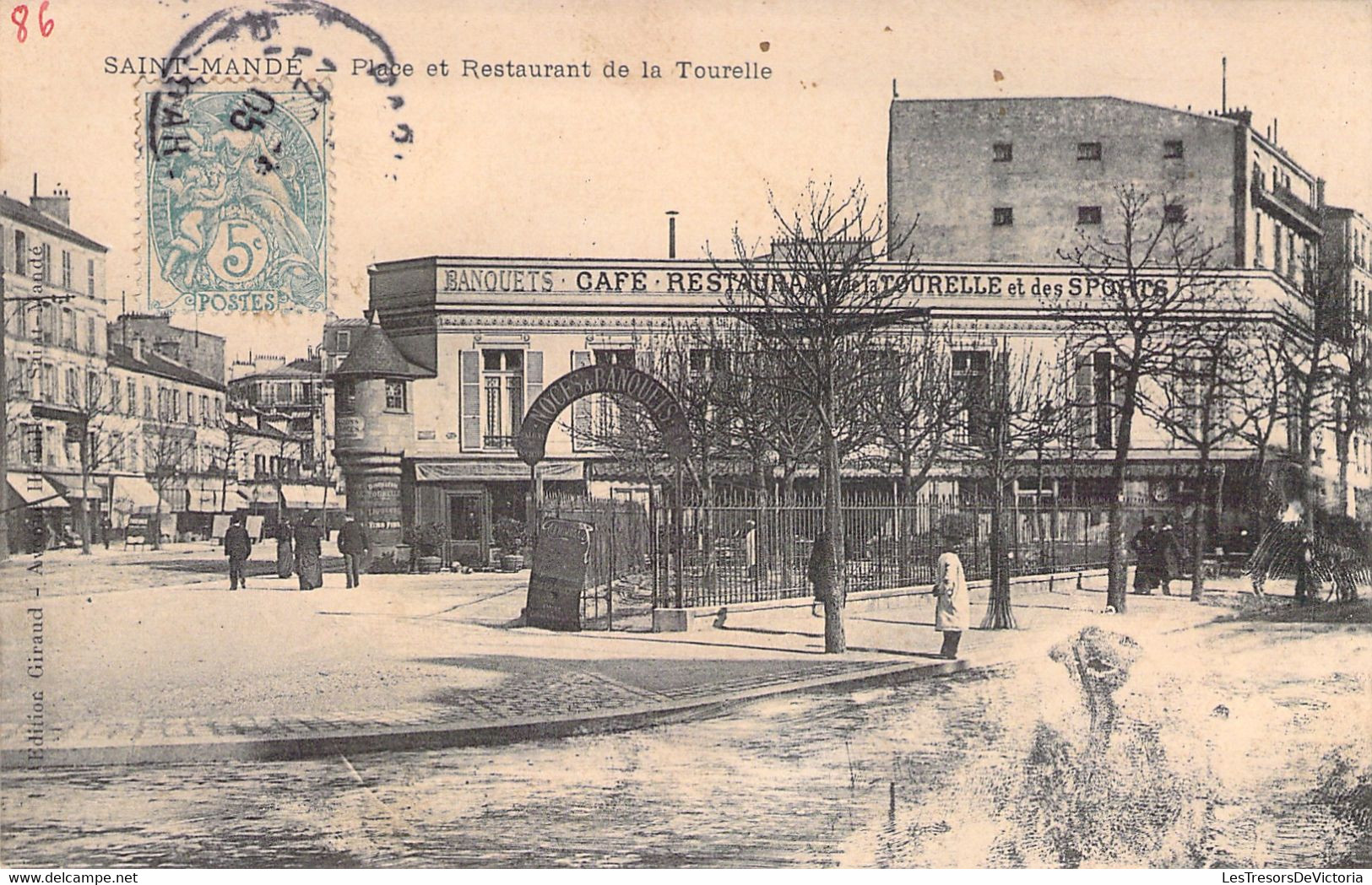 CPA Saint Mandé - Place Et Restaurant De La Tourelle - Animé Et Oblitéré En 1905 - Dos Simple - Saint Mande