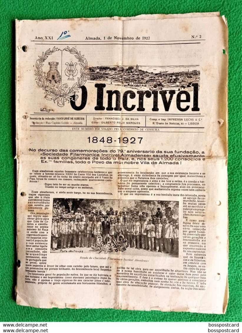 Almada - Jornal O Incrível Nº 2, 1 Novembro De 1927 - Imprensa - Publicidade - Portugal - Informaciones Generales