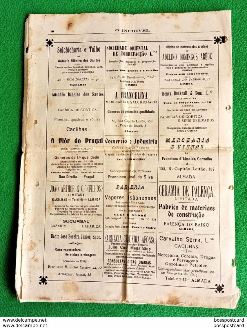 Almada - Jornal O Incrível Nº 2, 1 Novembro De 1927 - Imprensa - Publicidade - Portugal - Informaciones Generales