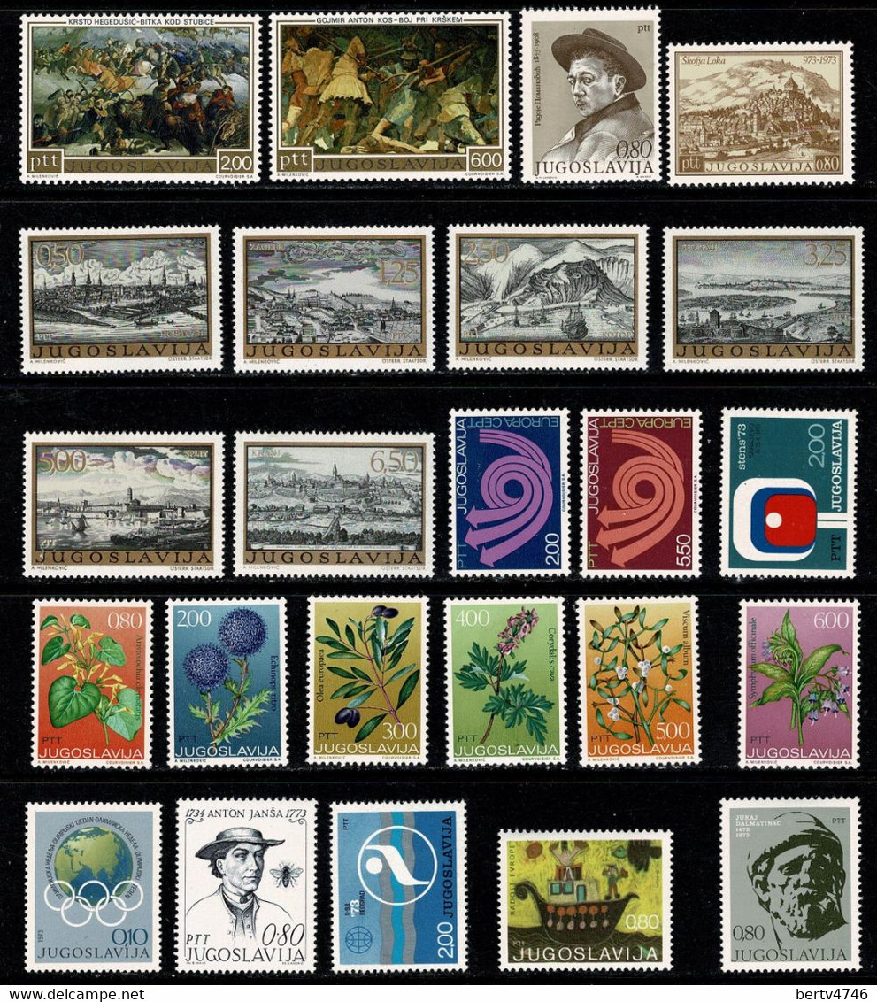 Jugoslavija - Full Year 1973 Yv. 1380/1423**, 1393a** MNH (2 Scans) - Años Completos