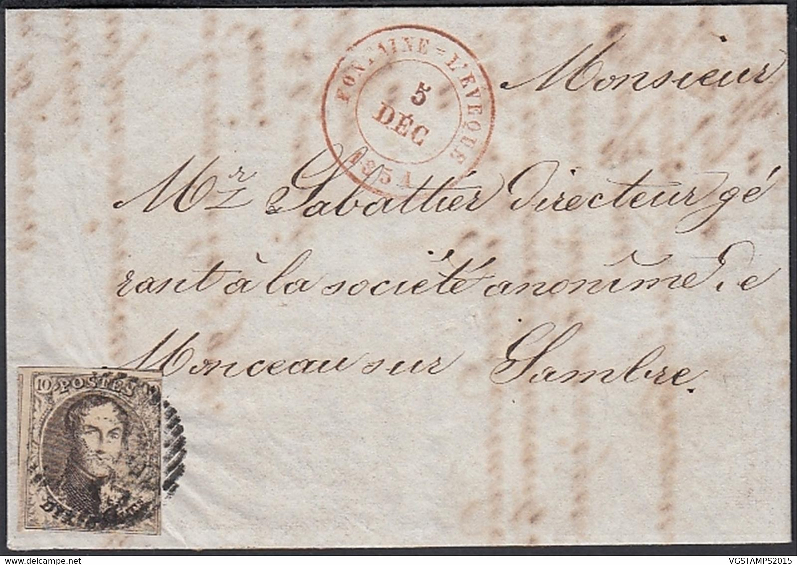 Belgique 1851 - Lettre . Cob Nr.: 6. Non Dentelé   ....(DD) DC-10876 - 1849-1865 Medallions (Other)