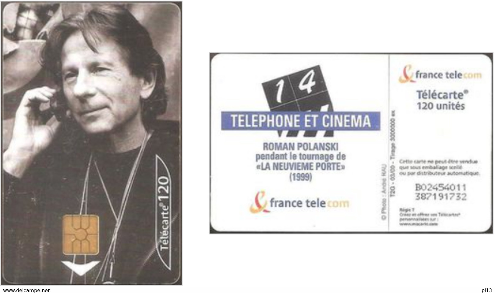 Carte à Puce - France Télécom - Telephone Et Cinema N. 14 - Roman Polanski (GEM2 Black), Réf. 1047 - 2000