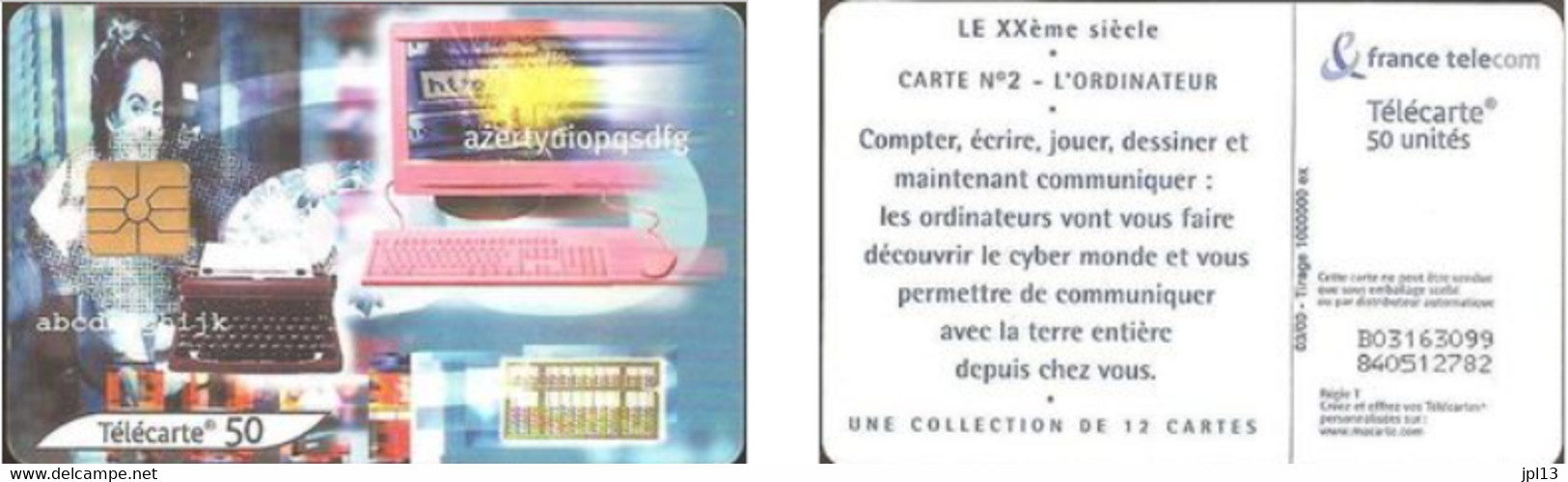 Carte à Puce - France Télécom - Le XXe Siecle N. 2 - Ordinateur (GEM1A Black), Réf. 1049 - 2000