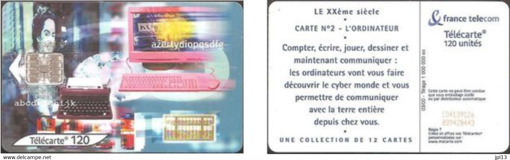 Carte à Puce - France Télécom - Le XXe Siecle N. 2 - Ordinateur (SC7), Réf. 1050 - 2000