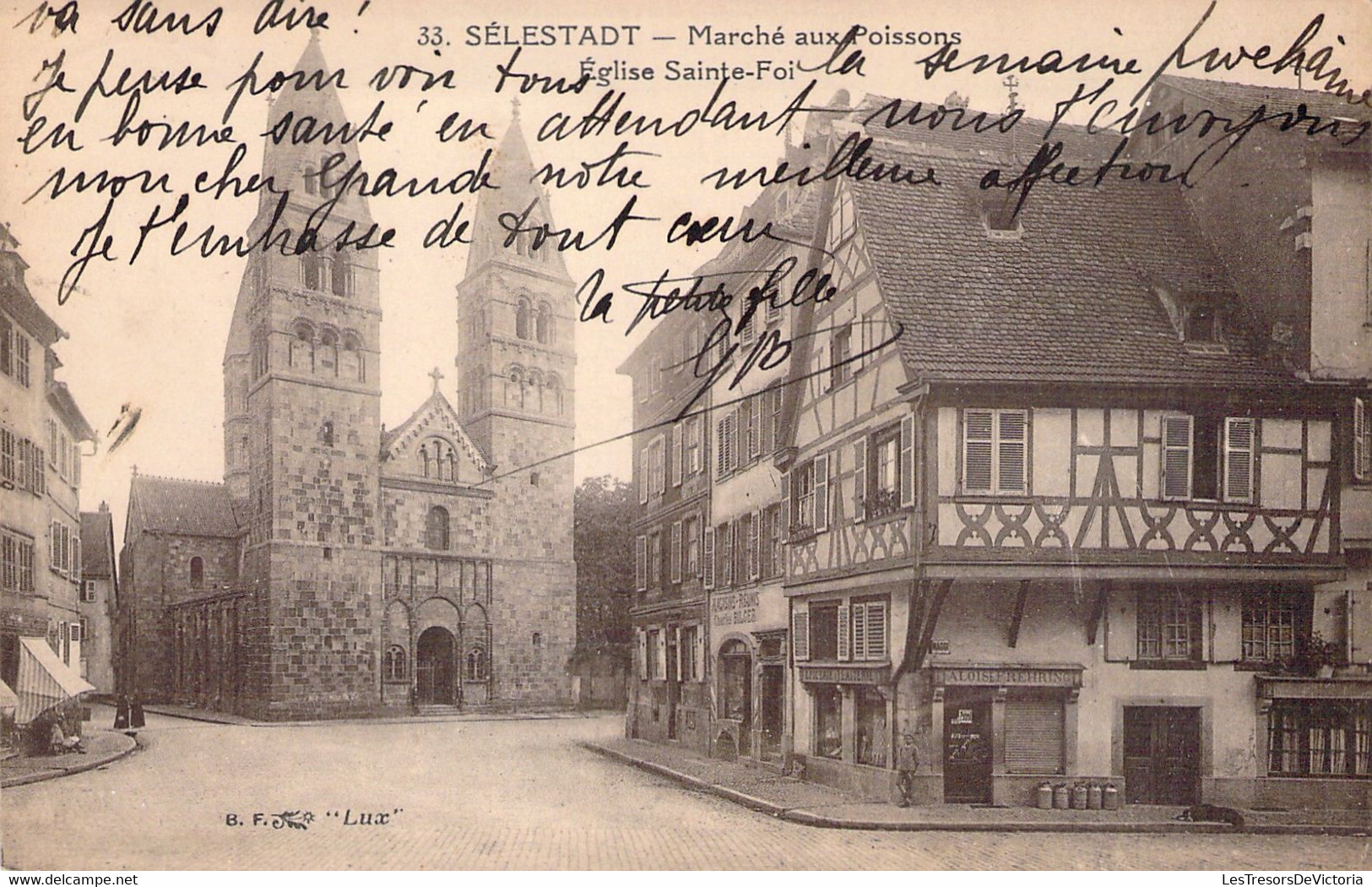 CPA Selestadt - Marché Aux Poissons - Eglise Sainte Foi - Oblitéré à Selestadt En 1922 - Selestat