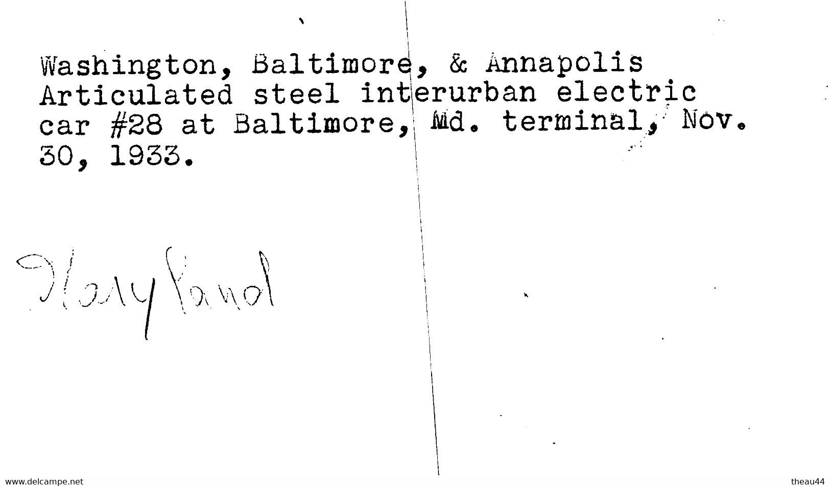 ETAT-UNIS  -  BALTIMORE  -  Cliché D'unTrain Electrique En 1933 , Chemin De Fer - Voir Description - Baltimore