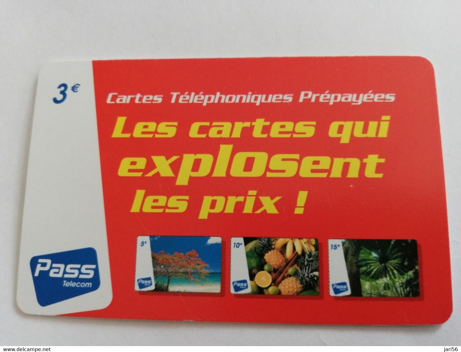 Phonecard St Martin French OUTREMER TELECOM   PASS  CARDS ON CARD   3 EURO  ** 9627 ** - Antilles (French)