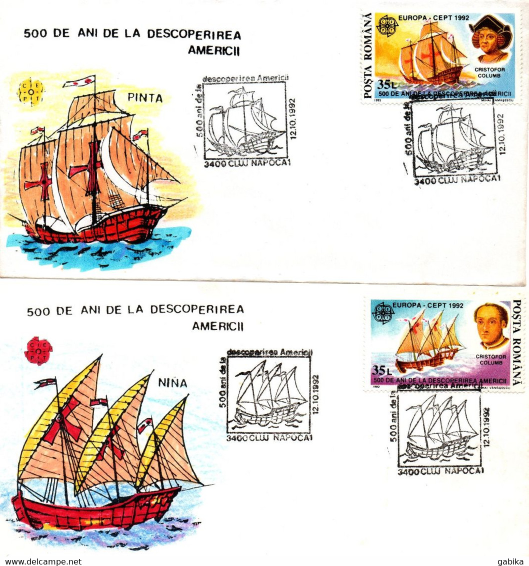 Romania 1992, FDC, 500 Years America, Columbus, Europa CEPT - Brieven En Documenten