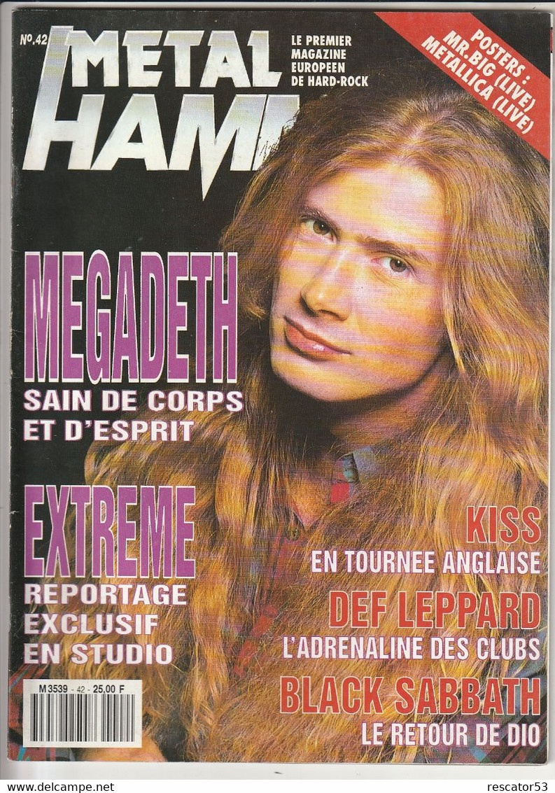 Revue Métal Hammer N°42  De Juillet 1992 Megadeth KIss Def Leppard ........avec Posters - Música