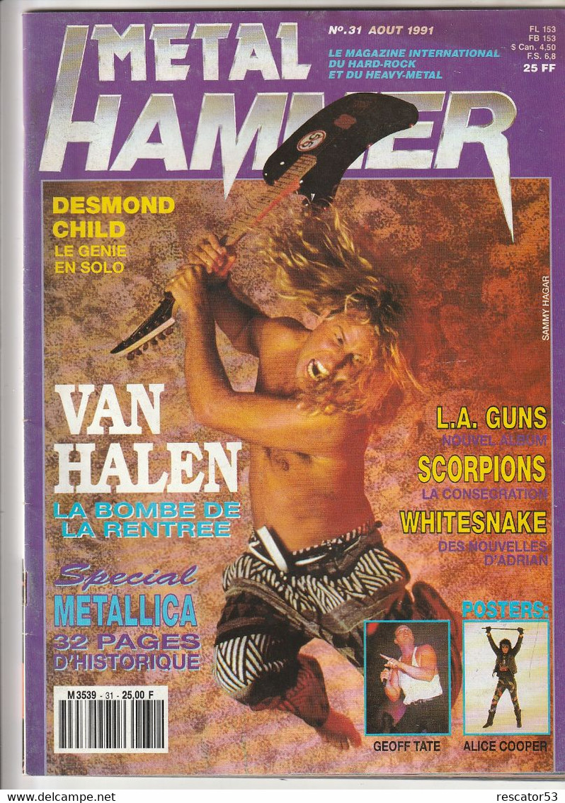 Revue Métal Hammer N°31 De Aout 1991 Avec Posters - Musique