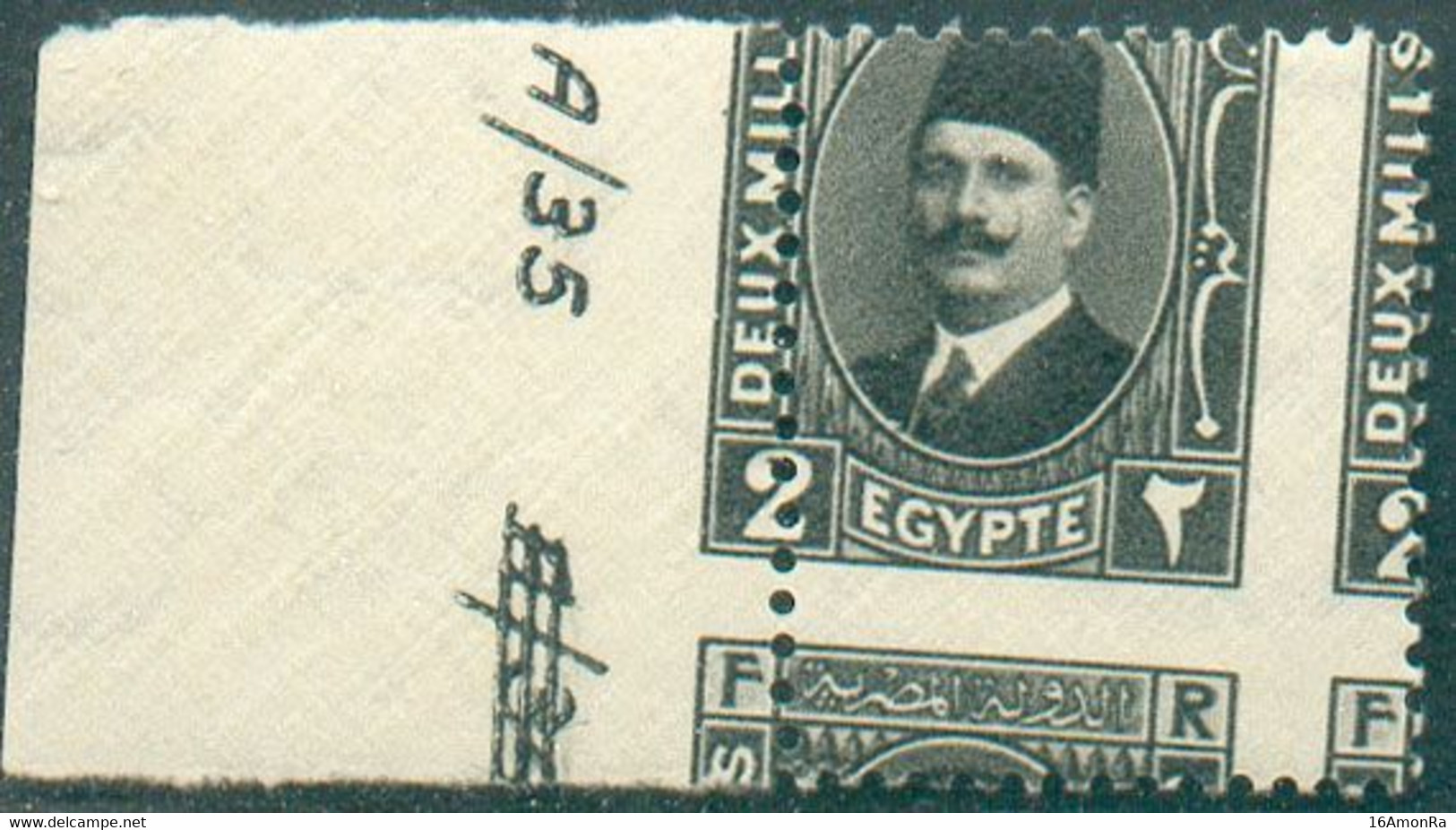 FOUAD I 2p. Black En Paire Sheet Margin MISPERFORATION  Mnh, Xx.  Superbe - 19421 - Nuovi