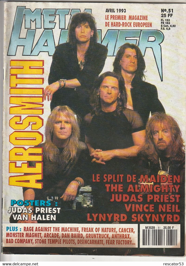 Revue Métal Hammer N°51 Aérosmith  Avec Posters Judas Priest Et VAn HAlen - Music