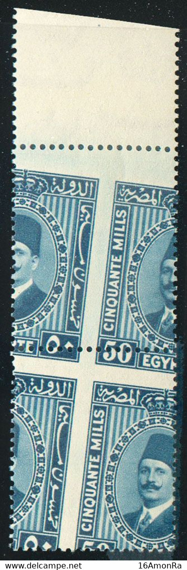 FOUAD I 50p. Blue-green En Paire Sheet Margin MISPERFORATION  Mnh, Xx.  Superbe - 19422 - Nuevos
