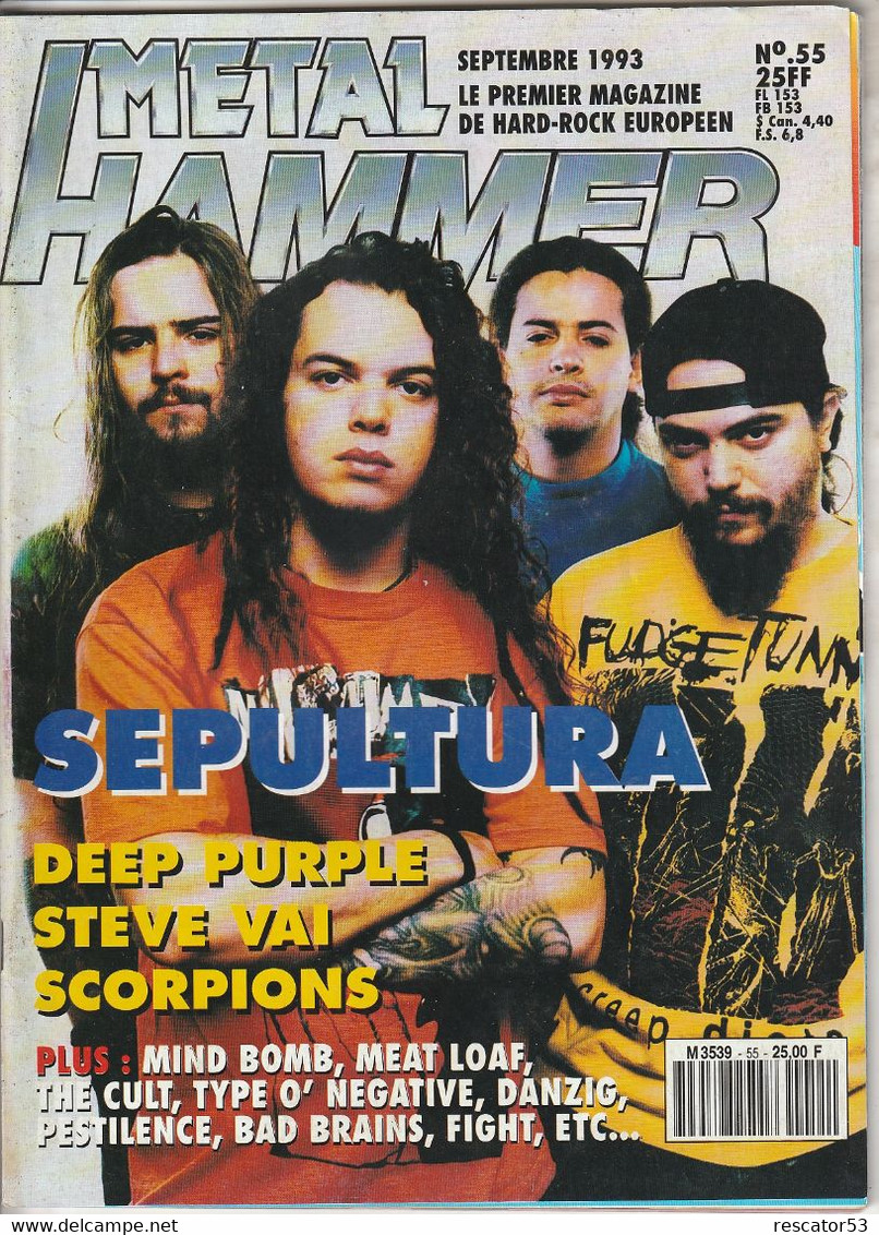 Revue Métal Hammer N°55 Septembre 1993 Sepultura  Avec Posters Meatloaf.. - Musique