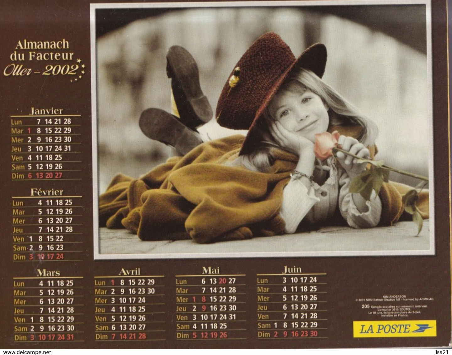 Calendrier De La Poste, Almanach Du Facteur: NORD, 2002: Mode Enfantine, Ed. Oller - Grand Format : 2001-...