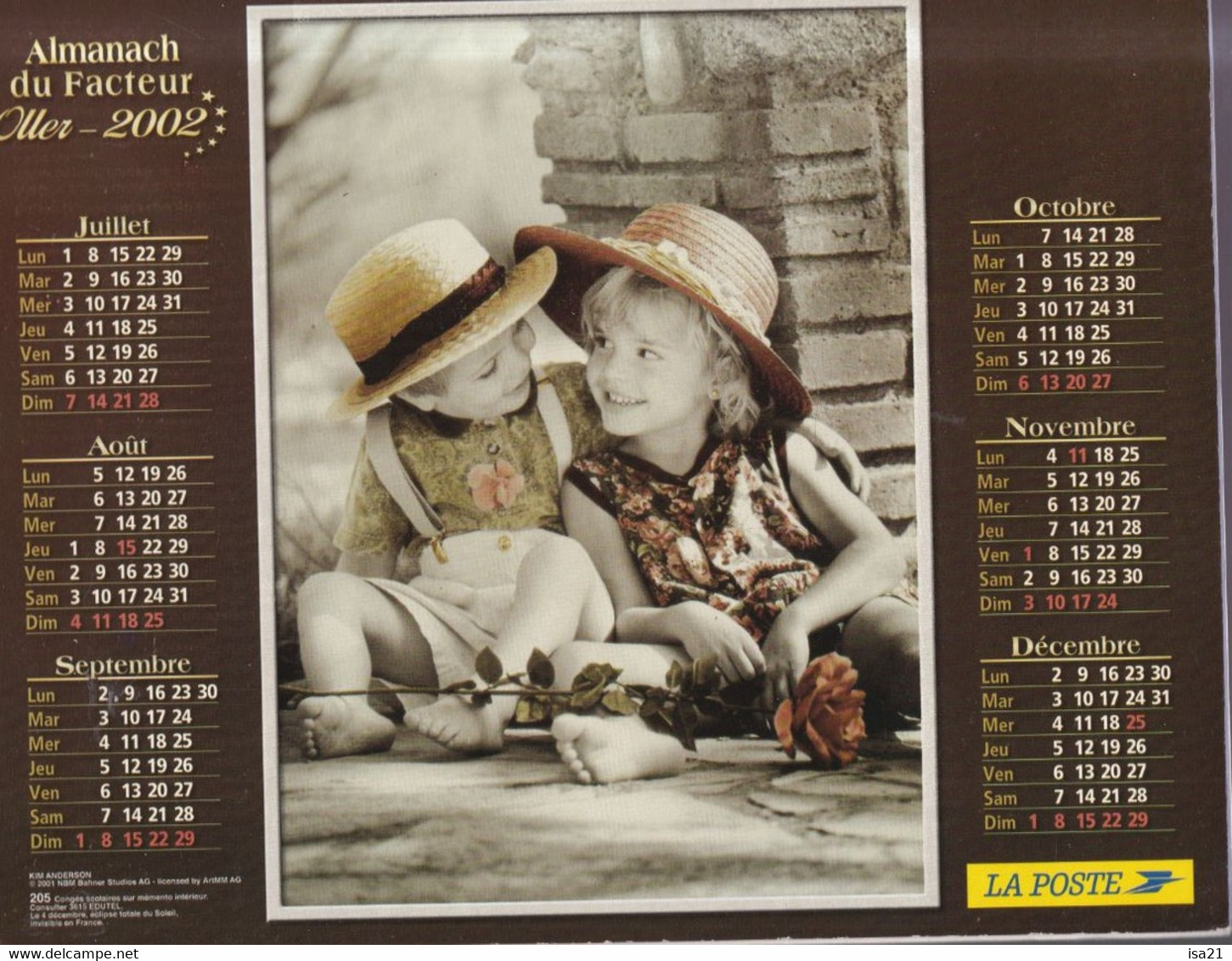 Calendrier De La Poste, Almanach Du Facteur: NORD, 2002: Mode Enfantine, Ed. Oller - Grand Format : 2001-...