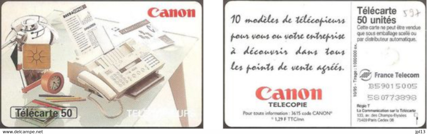 Carte à Puce - France Télécom - Canon (GEM1B White/Gold), Réf. 0597A - 2000