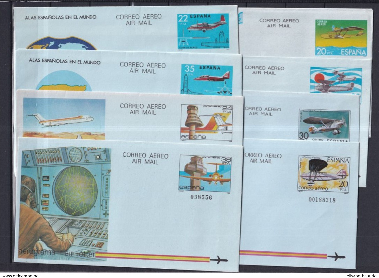 ESPAGNE - 1981 à 1988 - COLLECTION COMPLETE Des ENTIERS AEROGRAMMES ILLUSTREES - 13 LETTRES ! - 1931-....