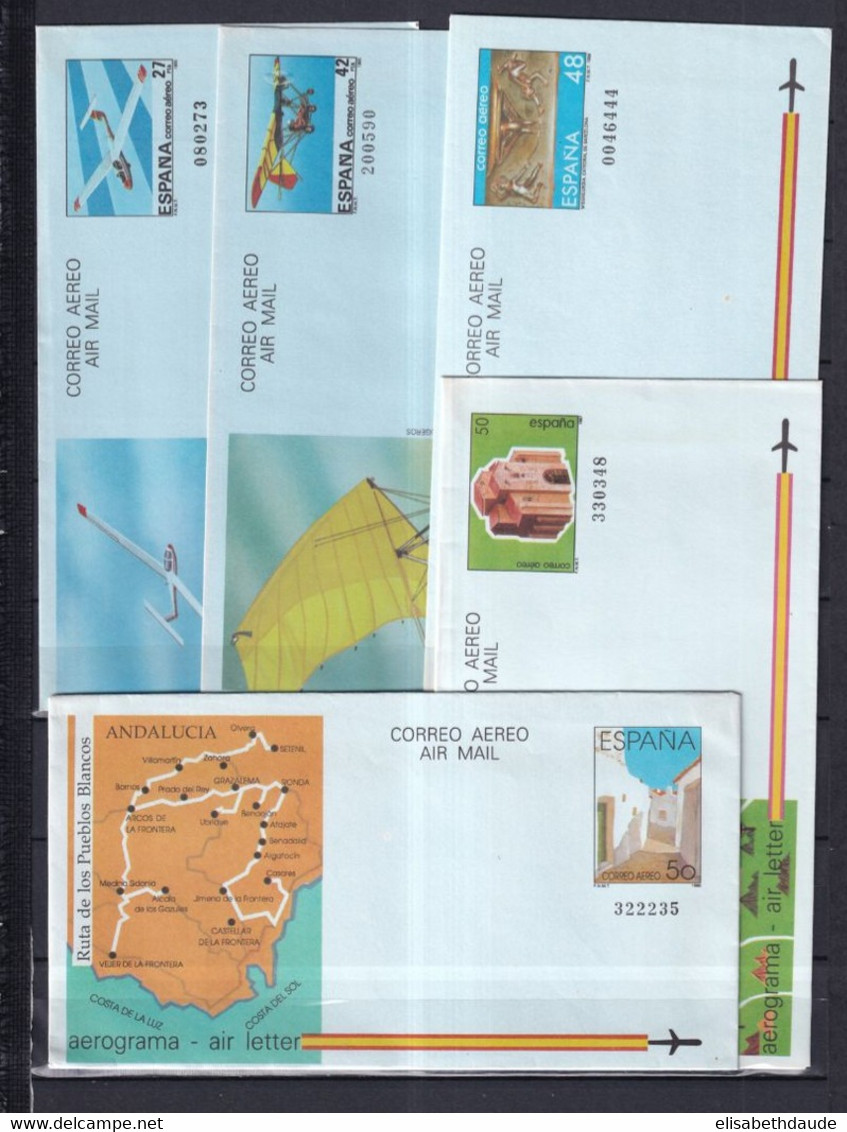 ESPAGNE - 1981 à 1988 - COLLECTION COMPLETE Des ENTIERS AEROGRAMMES ILLUSTREES - 13 LETTRES ! - 1931-....