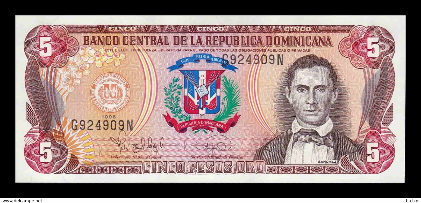 República Dominicana 5 Pesos Oro 1996 Pick 152a SC UNC - Dominicaine