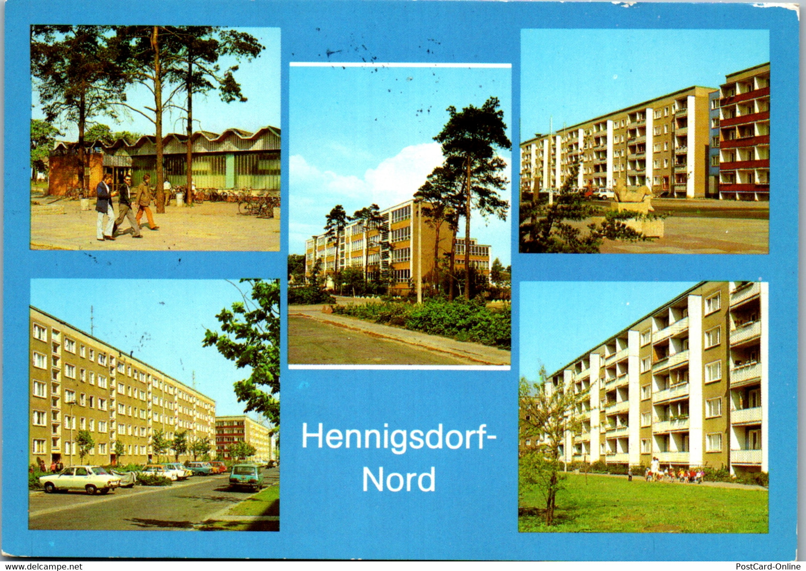 33498 - Deutschland - Henningsdorf Nord , Kr. Oranienburg , Kaufhalle , Schule , Hradeker Straße , Mehrbildkarte - Henningsdorf