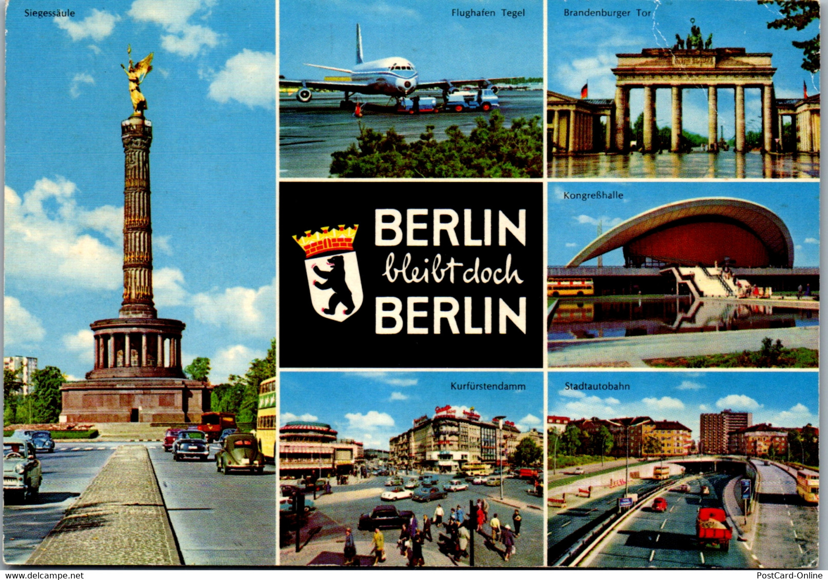 33657 - Deutschland - Berlin , Flughafen Tegel , Brandenburger Tor , Kurfürstendamm , Mehrbildkarte - Tegel