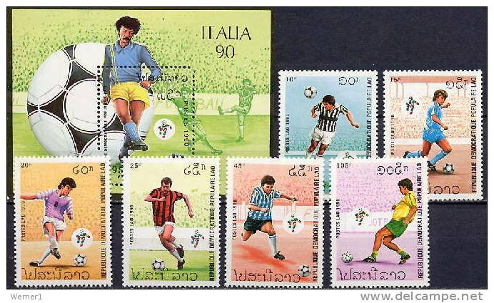 Laos 1990 Football Soccer World Cup Set Of 6 + S/s MNH - 1990 – Italië