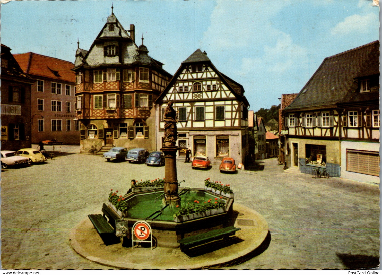 33767 - Deutschland - Heppenheim An Der Bergstraße , Marktbrunnen Mit Liebig Apotheke , Auto , VW Käfer - Heppenheim