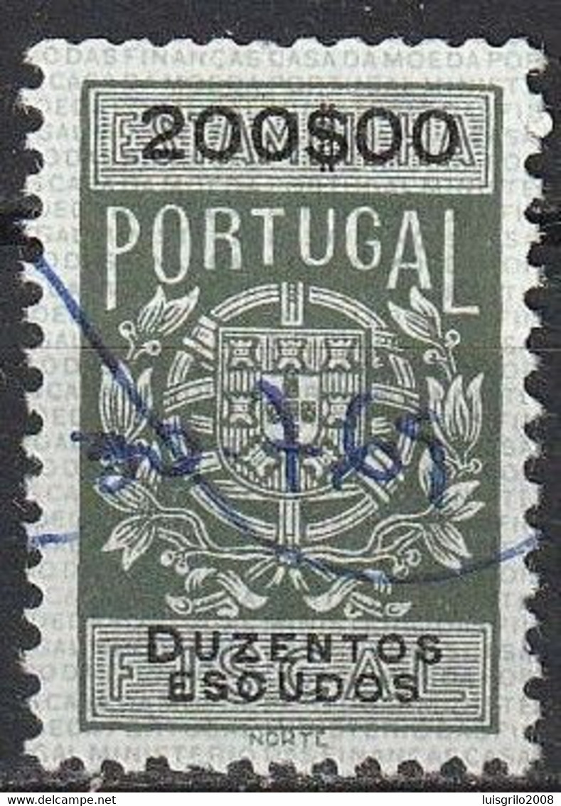 Fiscal/ Revenue, Portugal - Estampilha Fiscal -|- Série De 1940 - 200$00 - Usado