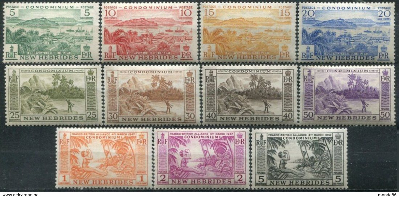 NOUVELLES HÉBRIDES - Y&T  N° 186-196 * - Unused Stamps