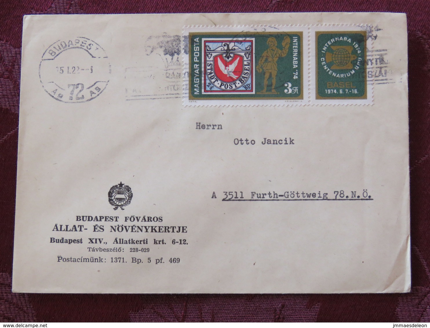 Hungary 1975 Cover Budapest To Austria - Basel Internaba With Label - Lettres & Documents