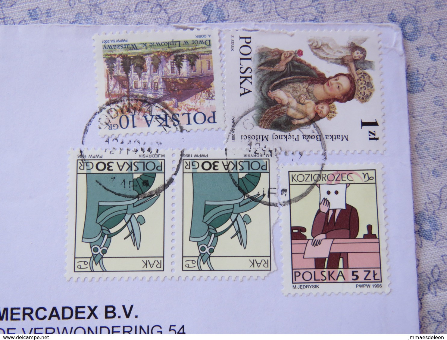 Poland 2001 Registered Cover To Holland - Real Estates - Zodiac - Cancer Smoking Capricorn - Virgin And Child - Storia Postale