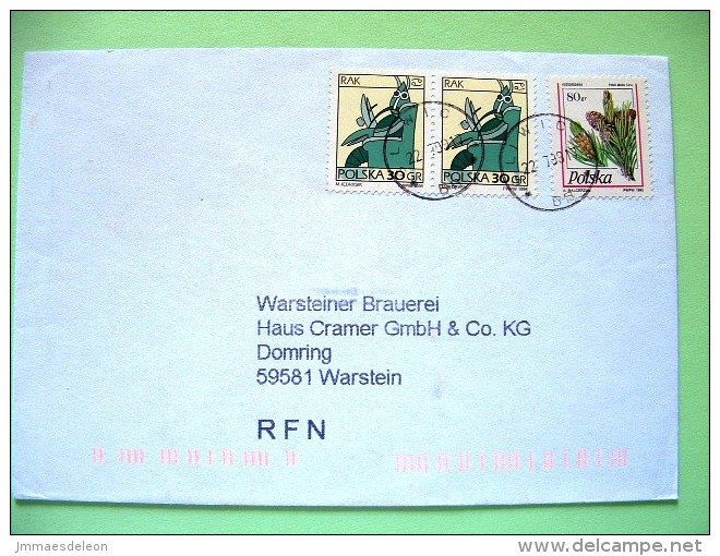 Poland 1999 Cover To Germany - Zodiac - Cancer - Pine Cones - Covers & Documents