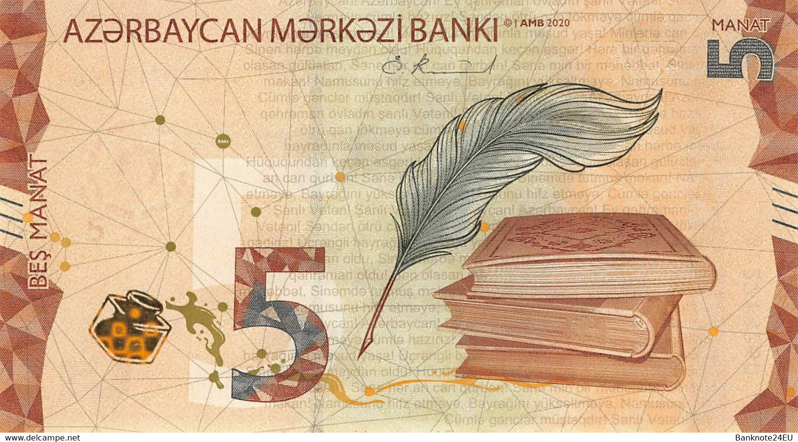 Azerbaijan 5 Manat 2020 Unc Pn 39 - Aserbaidschan