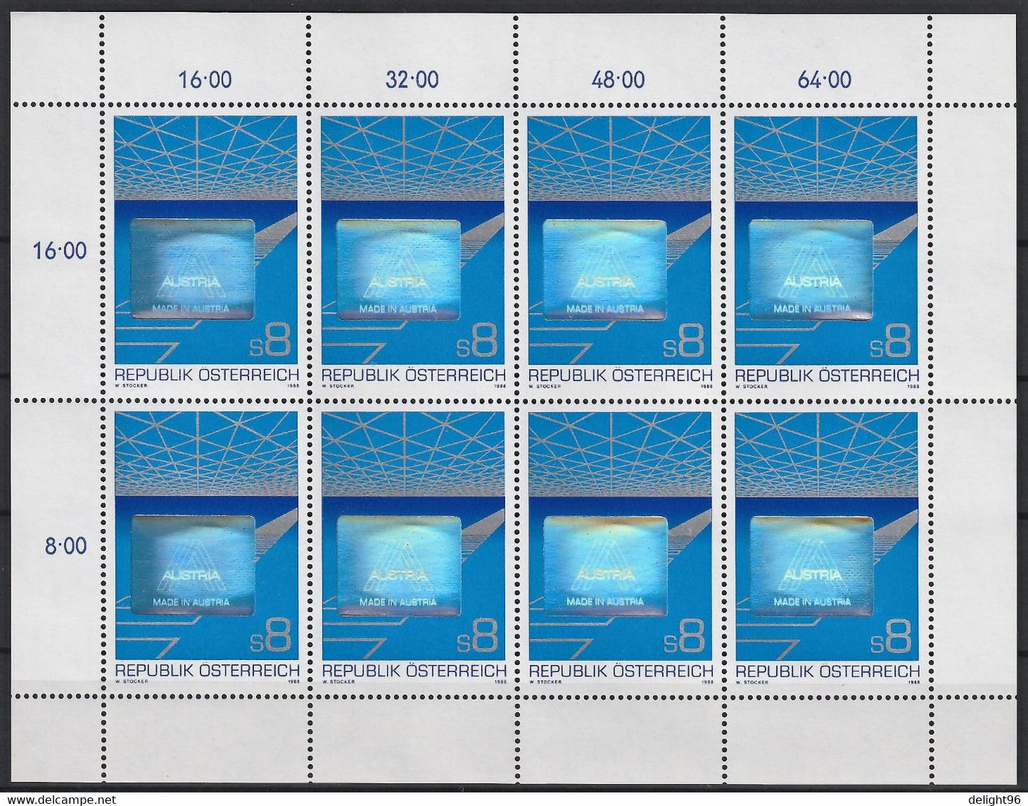 1988 Austria Austrian Export Hologrammed Sheetlet (** / MNH / UMM) - Ologrammi