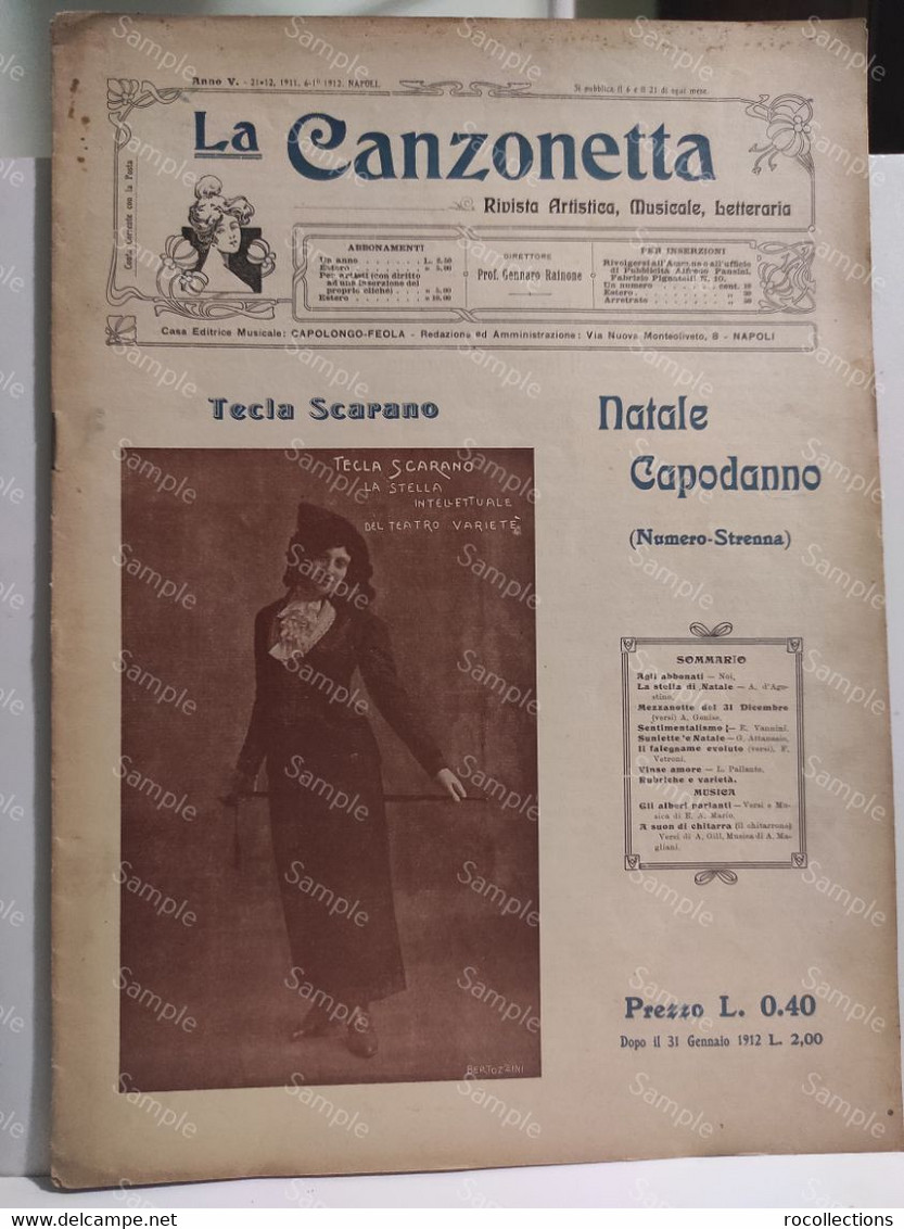 Magazine LA CANZONETTA Napoli 1912 TECLA SCARANO - Music