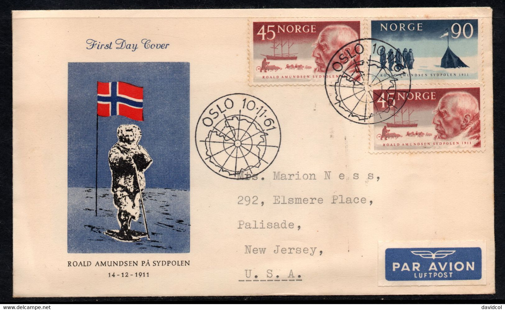 CA138- COVERAUCTION!!! - NORWAY 1961 - OSLO 10-11-61- 50TH ANNIVERSARY OF AMUNDSEN'S ARRIVAL AT THE SOUTH POLE - Covers & Documents