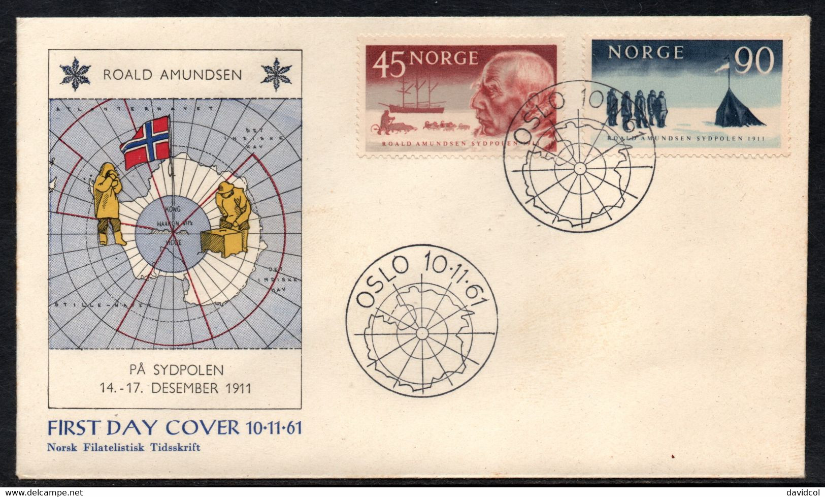 CA139- COVERAUCTION!!! - NORWAY 1961 - OSLO 10-11-61- 50TH ANNIVERSARY OF AMUNDSEN'S ARRIVAL AT THE SOUTH POLE - Briefe U. Dokumente