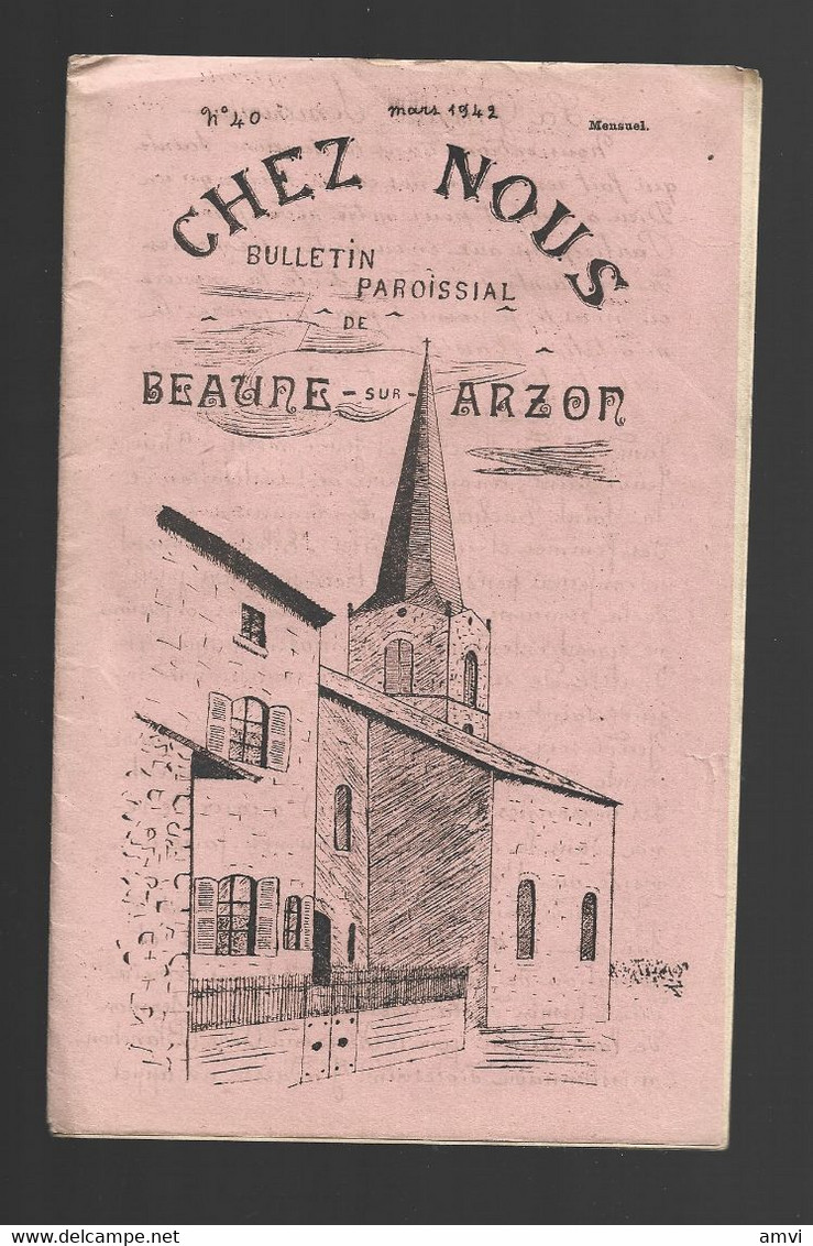 22-5-1224 Chez Nous Bulletin Paroissial Beaune Sur Arzon  MARS 1942 - Auvergne