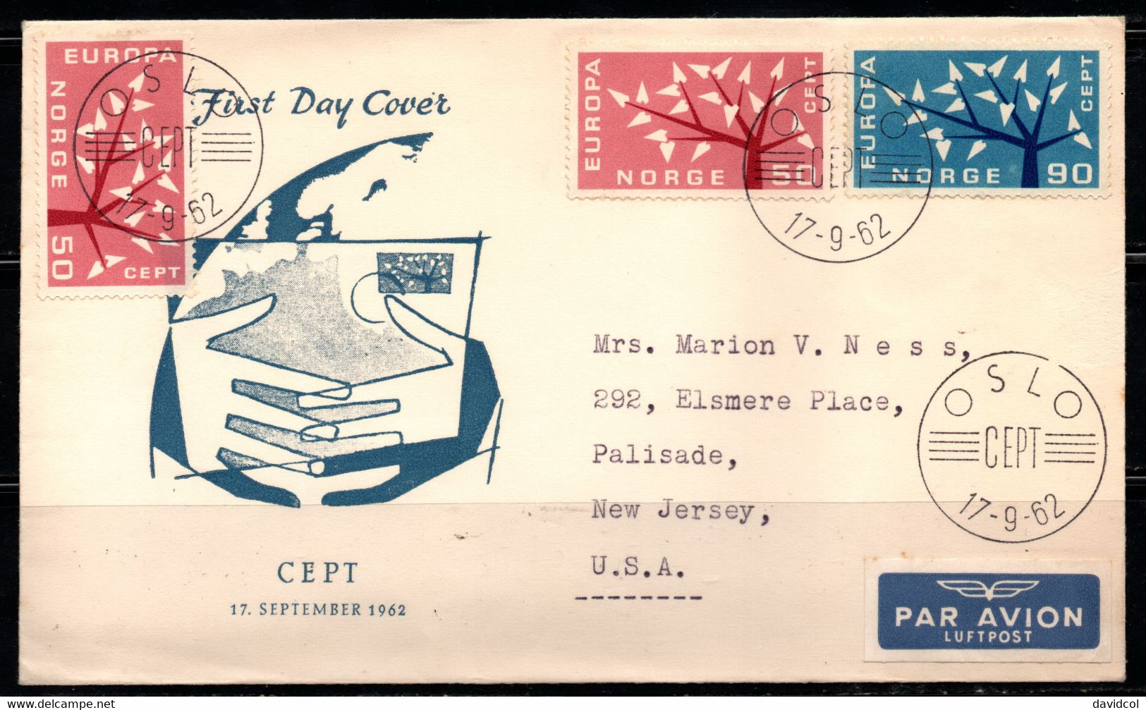 CA170- COVERAUCTION!!! - NORWAY 1962 - OSLO 17-9-62- EUROPA CEPT - Lettres & Documents