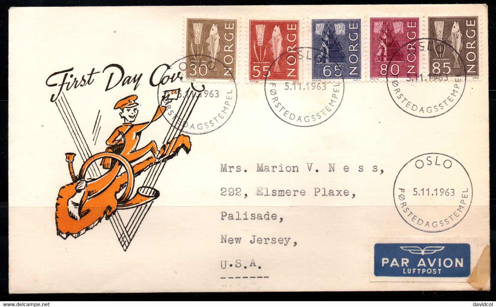 CA179- COVERAUCTION!!! - NORWAY 1963 - OSLO 5-11-63- RYE AND FISH, STAVE CHURCH - Cartas & Documentos