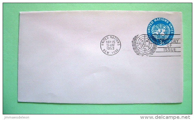 United Nations New York 1953 FDC Pre Paid Enveloppe - UN Flag - Covers & Documents