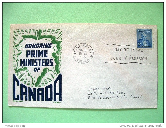 Canada 1955 FDC Cover To USA - Sir Charles Tupper - Cartas & Documentos