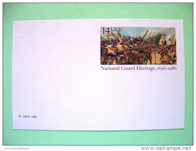 USA 1986 - Stationery Stamped Postal Card - Unused - 14c - National Guard Heritage - Guns - 1981-00